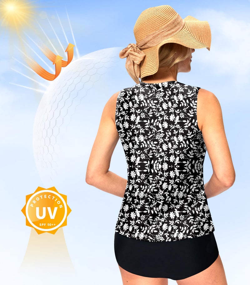 Viodia High Neck Tankini Tops for Women Modest Swim Shirts with Bra Swimsuits Tank Only Bathing Suit Top No Bottom - Image 2