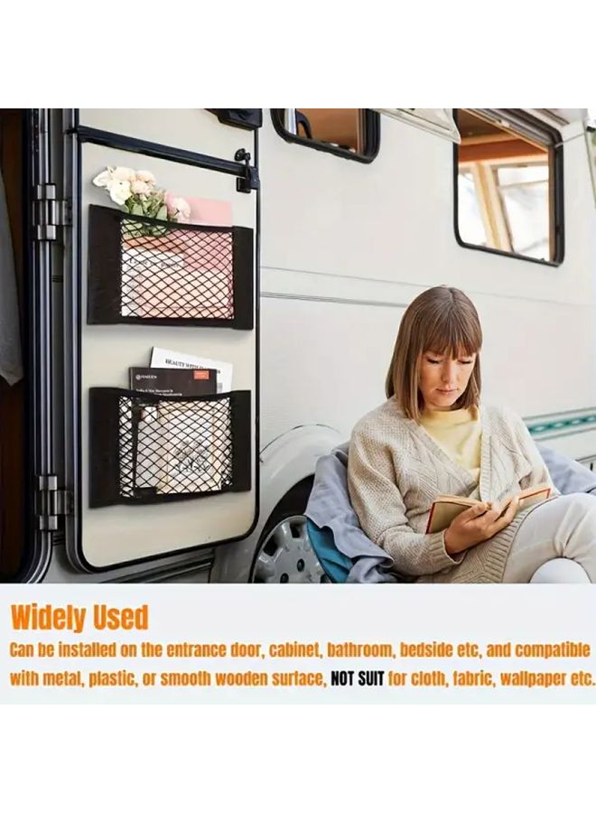 RV Storage Net 25cm Self Adhesive Velcro Non Slip Universal Car Mesh Pocket For RV Van Trailer - Image 2