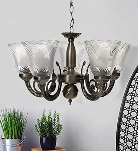 Weldecor Antique Brass Chandelier for Living Room - Elegant Jhoomer Pendant Lamp, Ceiling Decorative Fixture (Golden Brown) - Image 4