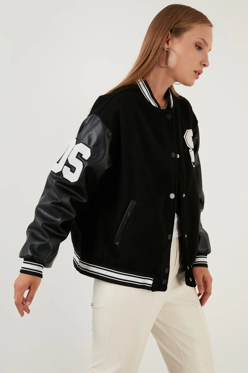 Lela Oversize College Collar Pocket Bomber Coat Women's Coat 42190903