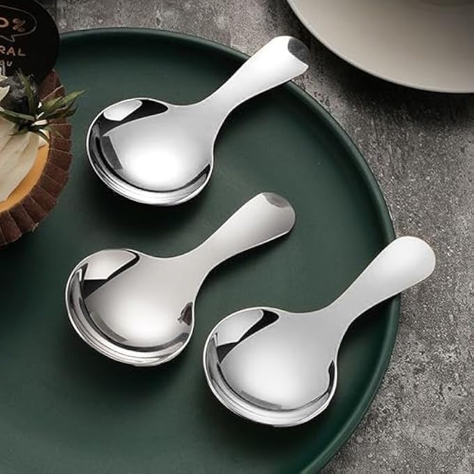 ريحني 3 قطع من الفولاذ المقاوم للصدأ بمقبض قصير الملاعق ملعقة صغيرة قصيرة المقبض توابل شاي ملعقة قهوة ملعقة شاي ملعقة قهوة ملعقة توابل السكر للمطبخ 3 - Image 5