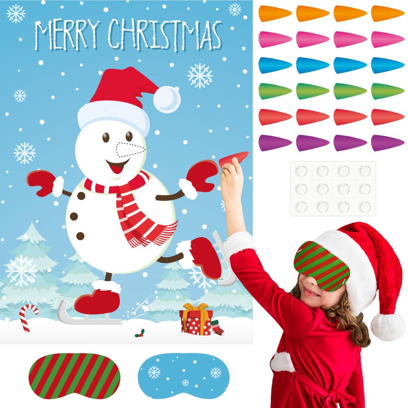 ASTARON Pin The Snowman Nose Christmas Pin The Tail Party Games Activities for Kids 36 Stickers Christmas Party Decorations School Classroom Activities - Image 3