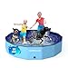 COMMOUDS Foldable Dog Pool Collapsible Hard Plastic Dog Kiddie Swimming Pool Portable Pet Bath Tub Wading Pools for Kids and Puppy Small Medium Large Dogs71inchD x 12inchH - Image 3