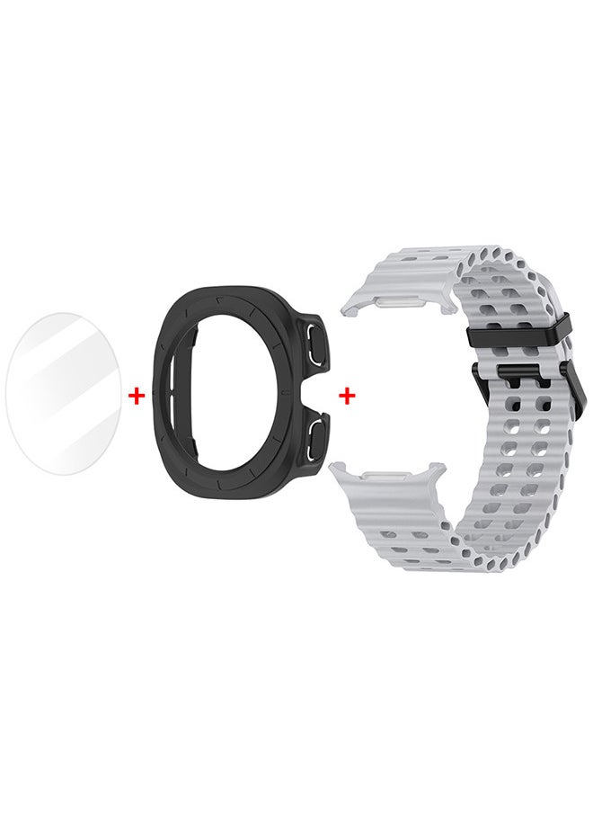 CATANES - (for Samsung Galaxy Watch 7 Ultra) 3 Packs Silicone Band, Case and Screen Protector, Soft Ocean Silicone Sport Strap Replacement Accessory - Image 1