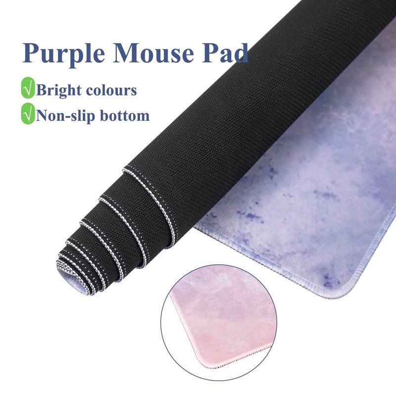 Sumgsn Gaming Desk Mat with Keyboard Wrist Rest Set, 4 in 1 Large Mouse Pad & Cloud Keyboard Wrist Rest& Mouse Wrist Rest&Coaster, Comfort and Support for Typing and Gaming(Purple) - Image 4