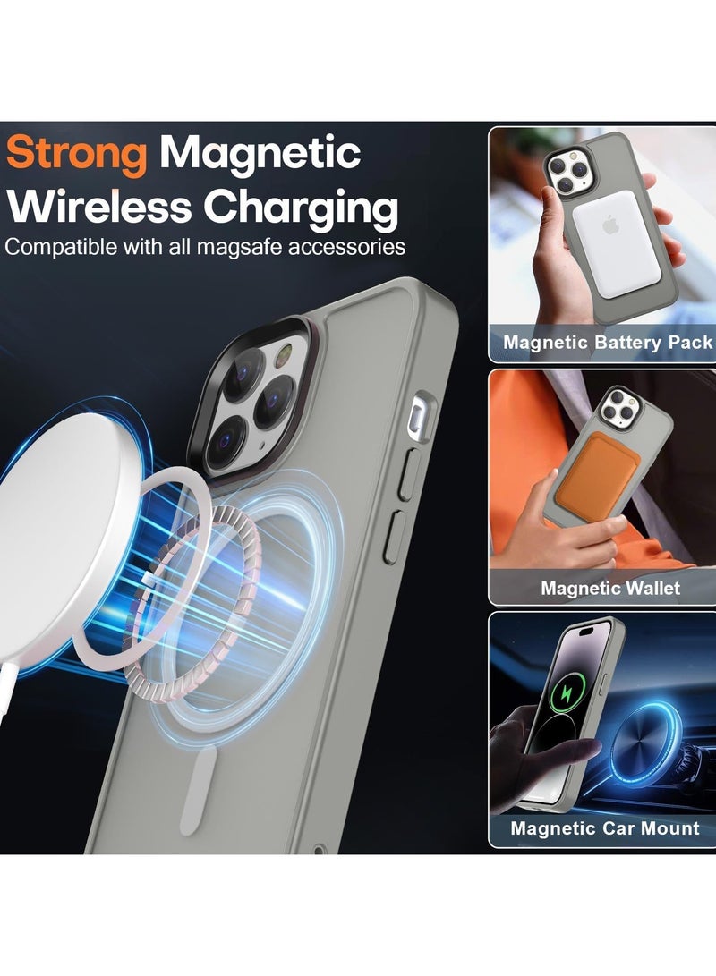 Magnetic Case For iPhone 14 Pro 6.1 Case Compatible with MagSafe Military Grade Protection Shockproof Translucent Matte Case Anti Scratch Shockproof Phone Case (Titanium)