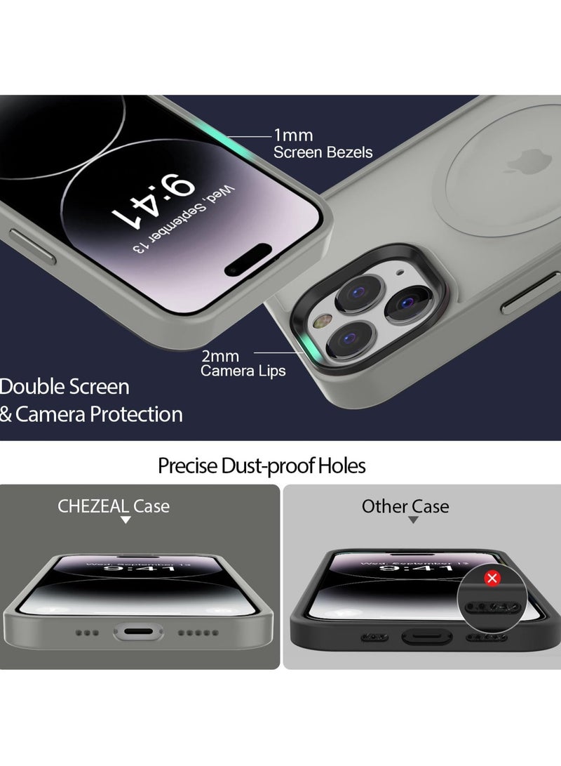 Magnetic Case For iPhone 14 Pro 6.1 Case Compatible with MagSafe Military Grade Protection Shockproof Translucent Matte Case Anti Scratch Shockproof Phone Case (Titanium)