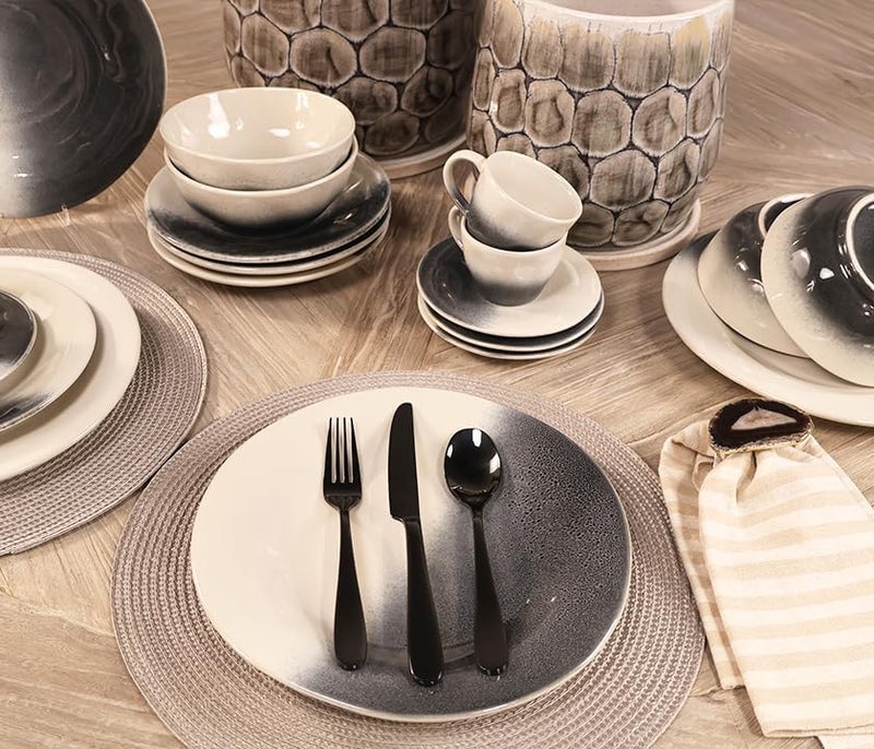 20Piece Premium Ceramic Dinnerware Sets Handcrafted Plates Bowls and Cups with Reactive Glaze Highly Durable  Dishwasher and Microwave Safe Dinnerware Set Serves 4 People 20 Pcs - Image 3