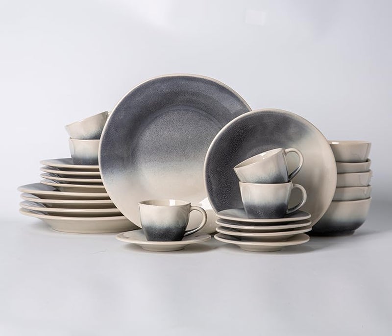 20Piece Premium Ceramic Dinnerware Sets Handcrafted Plates Bowls and Cups with Reactive Glaze Highly Durable  Dishwasher and Microwave Safe Dinnerware Set Serves 4 People 20 Pcs - Image 1