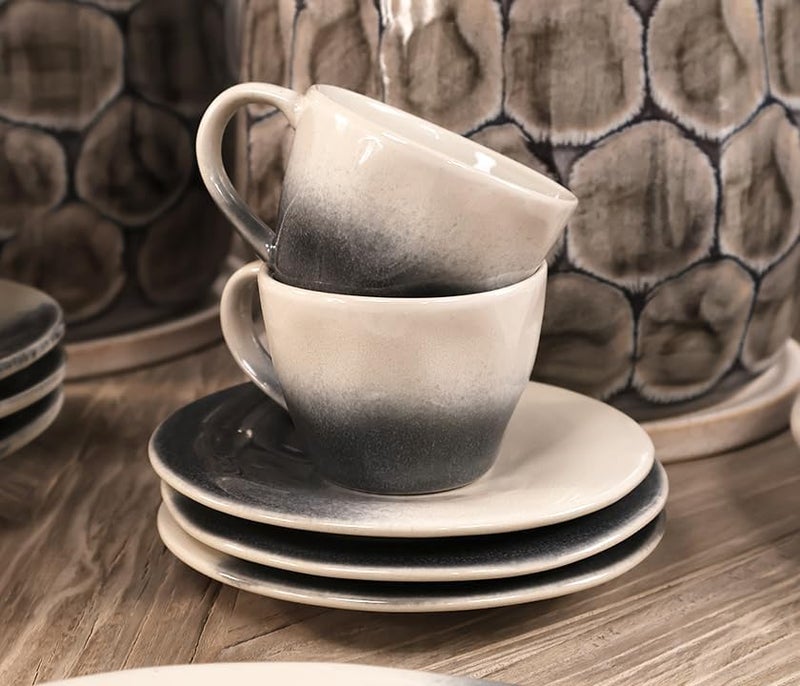 20Piece Premium Ceramic Dinnerware Sets Handcrafted Plates Bowls and Cups with Reactive Glaze Highly Durable  Dishwasher and Microwave Safe Dinnerware Set Serves 4 People 20 Pcs - Image 4