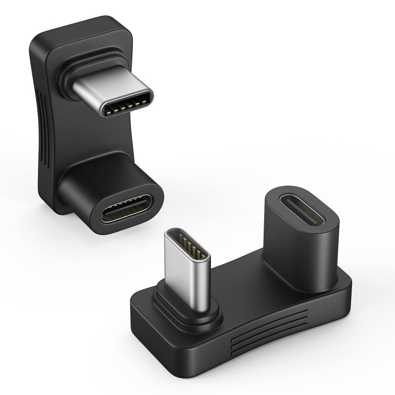 Moko 180 Degree Angle USB C Adapter 2 Pack, U Shape USB-C Adapter Connector with PD 100W/10Gbps, Type-C 180 Angle Extender for Steam Deck/Switch/iPhone 16/15 Series/Laptop/Tablet - Image 1