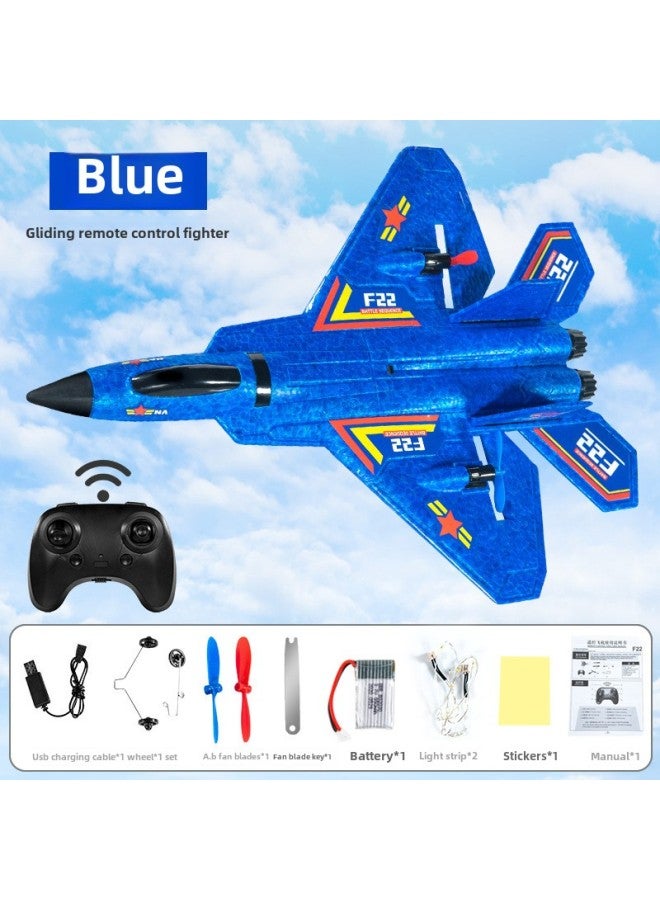 Sea, Land And Air Tripod Remote Control Aircraft F22 Glider EPP Foam Fixed Wing Electric Toy Aircraft Cross-border-Color:Blue (single Electric + Waterproof + Light Band) - Image 1