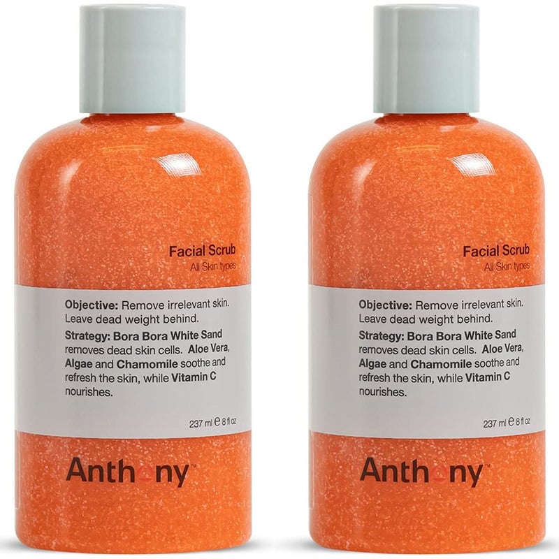 Anthony Anthony Facial Scrub 8 Fl Oz Contains Aloe Vera Sand Algae Chamomile Vitamin C Soothes Protects Refreshes and Removes Dead Skin Cells 2 pack