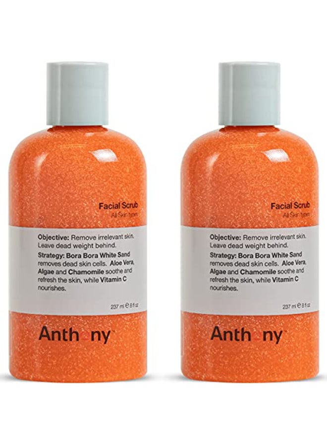 Anthony Facial Scrub 8 Fl Oz Contains Aloe Vera Sand Algae Chamomile Vitamin C Soothes Protects Refreshes and Removes Dead Skin Cells 2 pack - Image 1