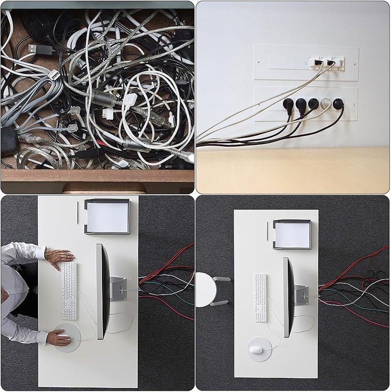 60 By 9cm Brushed Metal Rectangle Desk Grommet Cable Pass Through Cover for Office Furniture - Image 4