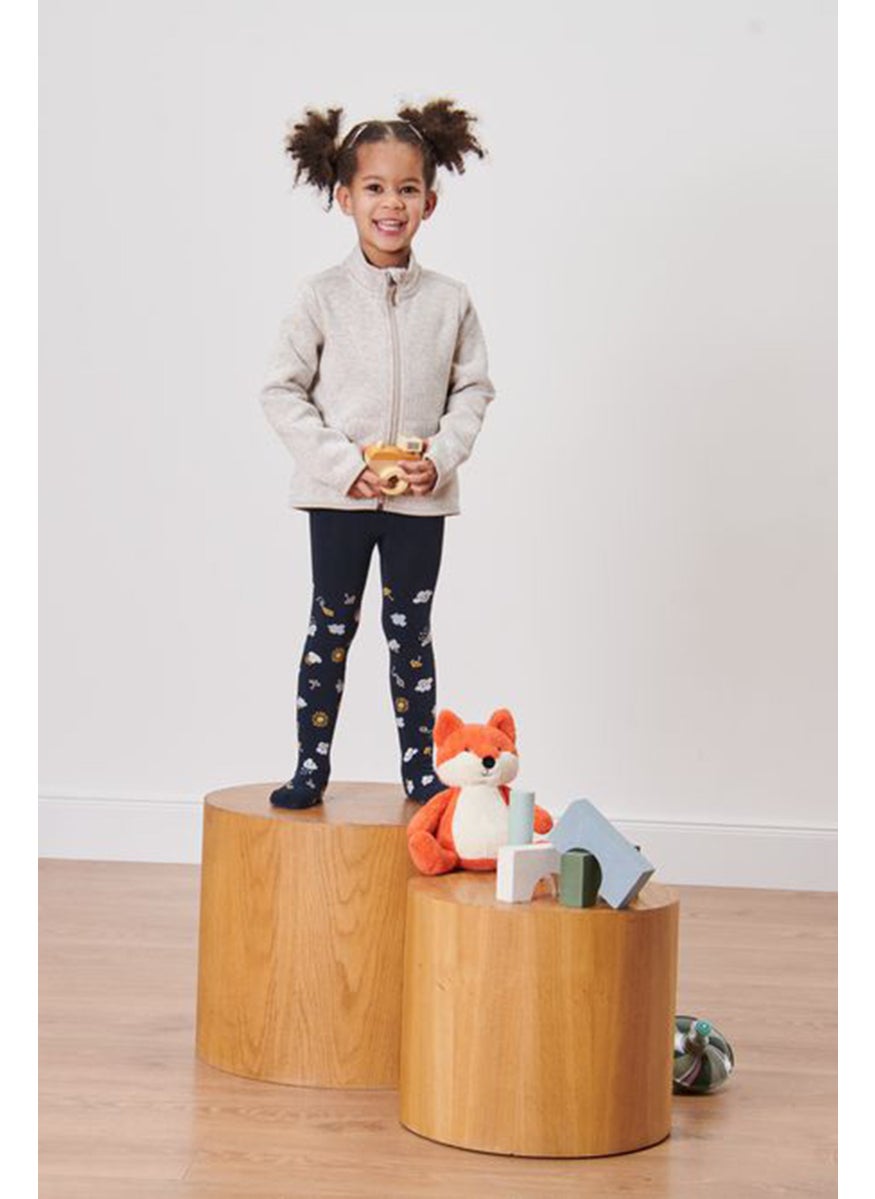 Tchibo Kids Girl 2 Pairs Printed Tights, Navy Combo  - Image 1
