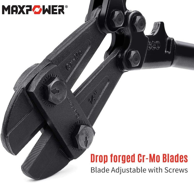 Max Power 14-Inch Heavy Duty Bolt Cutter, Hardened Chrome Molybdenum Steel Blade, Ergonomic Rubber Handle - Image 4