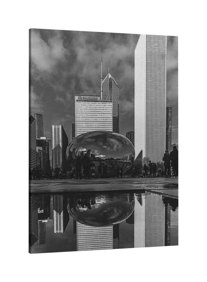 RKN Chicago Printed Framed Canvas Wall Art Grey/White 60x80centimeter - Image 2