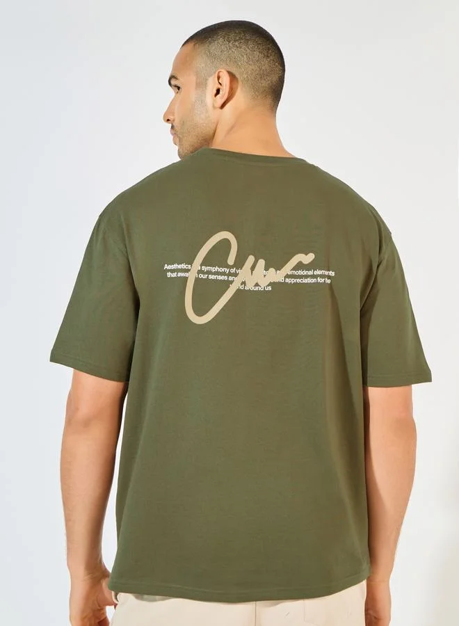 Styli Terry Oversized Front and Back Print T-Shirt