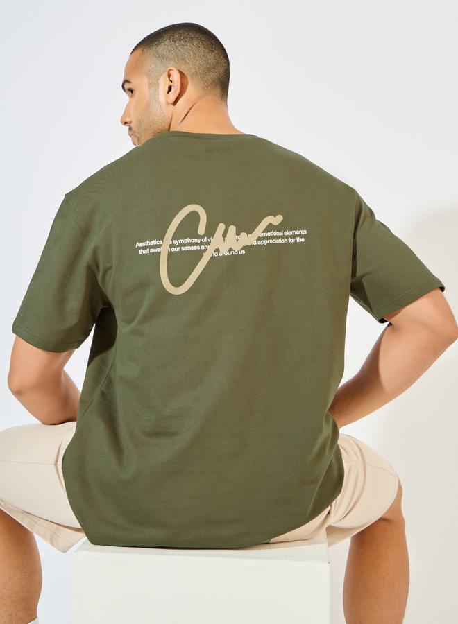 ستايلي تيشيرت تيري فضفاض مطبع بطبعات جرافيك - Image 3