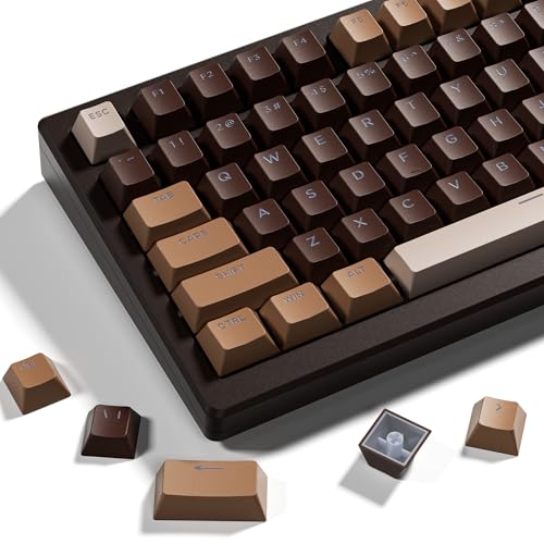 OHY XVX Shine Through Keycaps -133 Keys Cherry Profile Double Shot PBT Keycaps Compatible for 60%/75%/100% Retro Gaming Mechanical Keyboard-Coffee Brown - Image 1