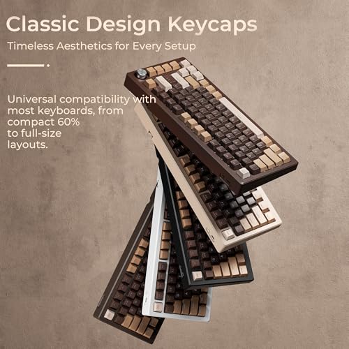 OHY XVX Shine Through Keycaps -133 Keys Cherry Profile Double Shot PBT Keycaps Compatible for 60%/75%/100% Retro Gaming Mechanical Keyboard-Coffee Brown - Image 2
