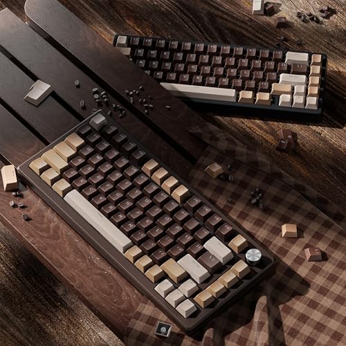 OHY XVX Shine Through Keycaps -133 Keys Cherry Profile Double Shot PBT Keycaps Compatible for 60%/75%/100% Retro Gaming Mechanical Keyboard-Coffee Brown - Image 5