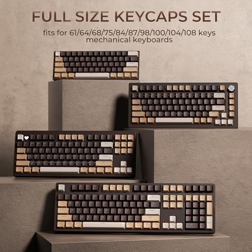 OHY XVX Shine Through Keycaps -133 Keys Cherry Profile Double Shot PBT Keycaps Compatible for 60%/75%/100% Retro Gaming Mechanical Keyboard-Coffee Brown - Image 4