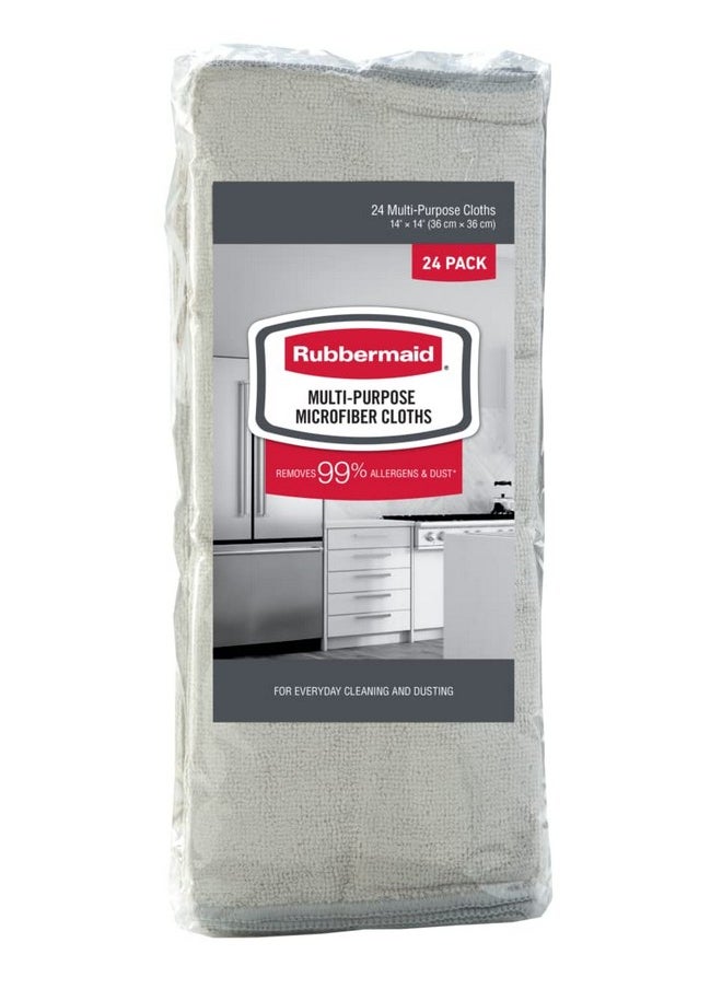 Rubbermaid - Rubbermaid Microfiber Cloth Towels, 24 Pack, 14"x14", Non-Scratch, Reusable/Washable for Cleaning/Wiping/Polishing for Home/Kitchen/Car - Image 1
