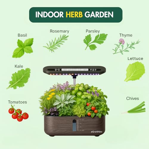 aGratHav Hydroponics Growing System Kit, Indoor Herb Garden, 14 Pods Upgraded LCD Display, LED Grow Light Quiet Smart Water Pump Automatic Timer, Hydroponic Planter for Home Kitchen Office (Black) - Image 4
