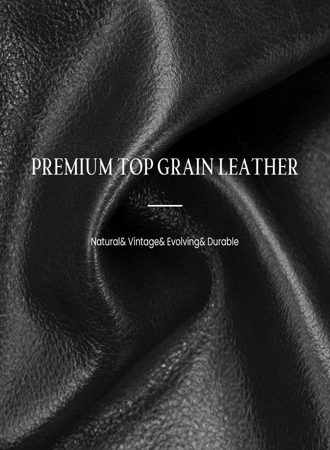 befen Vintage Genuine Leather Satchel Tote Bag, Retro Waxed Leather Purses for Women, Luxury Top Handle Handbag Shoulder Bags, Black Cross Body Doctor Bag for Work Travel Casual - Image 3