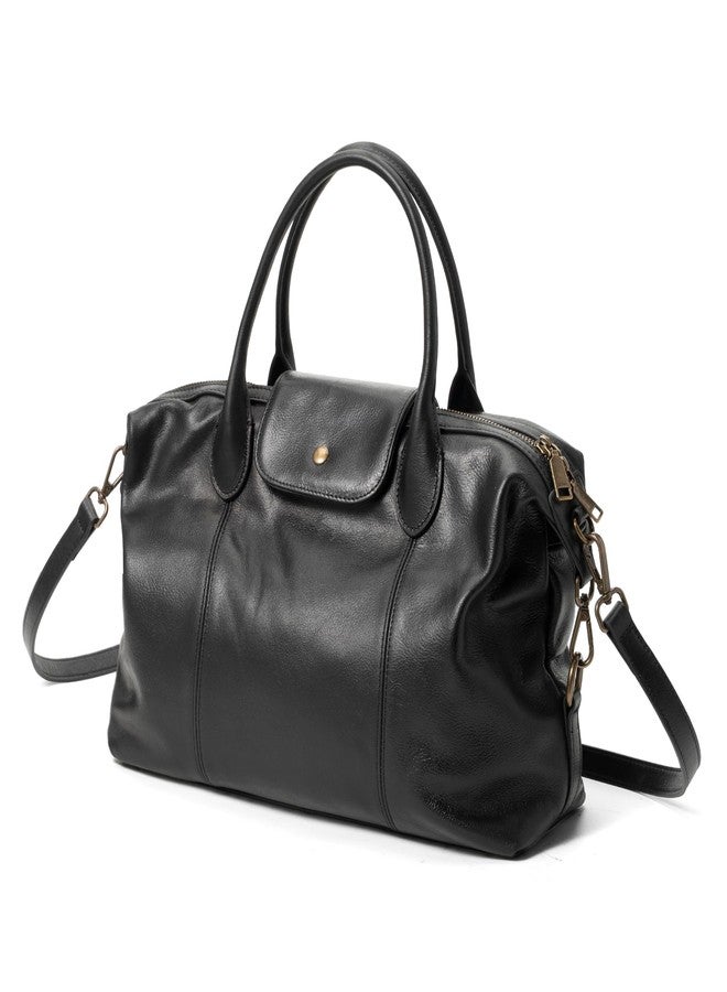 befen Vintage Genuine Leather Satchel Tote Bag, Retro Waxed Leather Purses for Women, Luxury Top Handle Handbag Shoulder Bags, Black Cross Body Doctor Bag for Work Travel Casual - Image 1