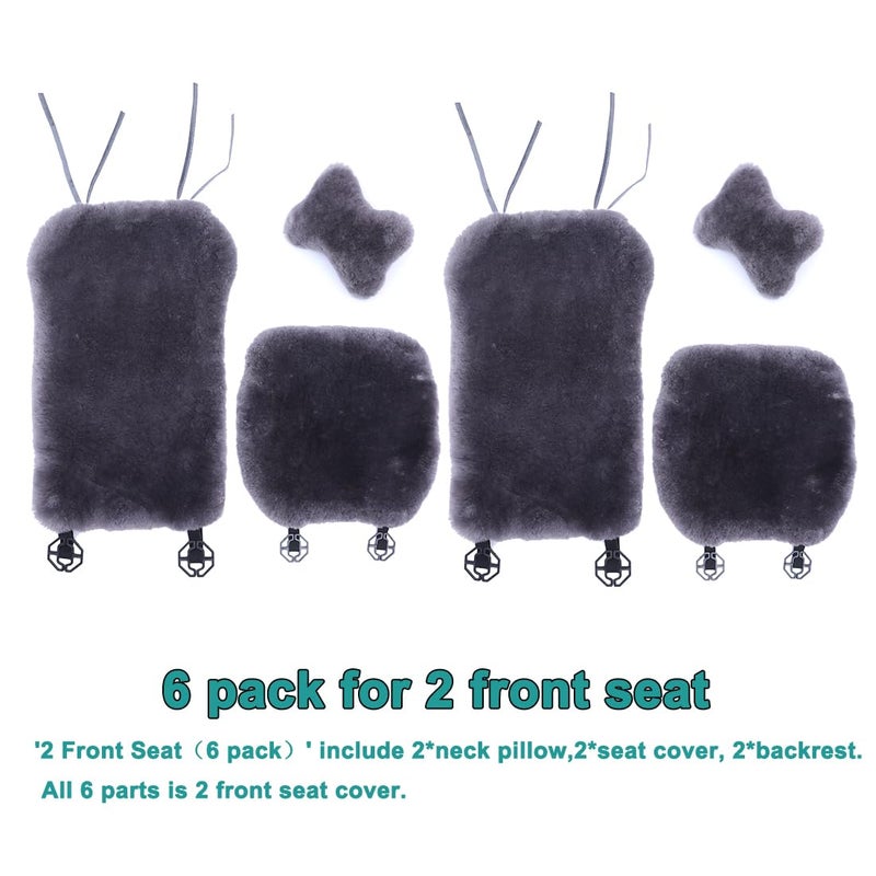 OGLAND 2 Pack Fuzzy Fluffy Fur Sheepskin Car Seat Covers for Auto Soft Cozy Wool Universal Seat Cushion Accessories Automobiles (Black) - Image 3