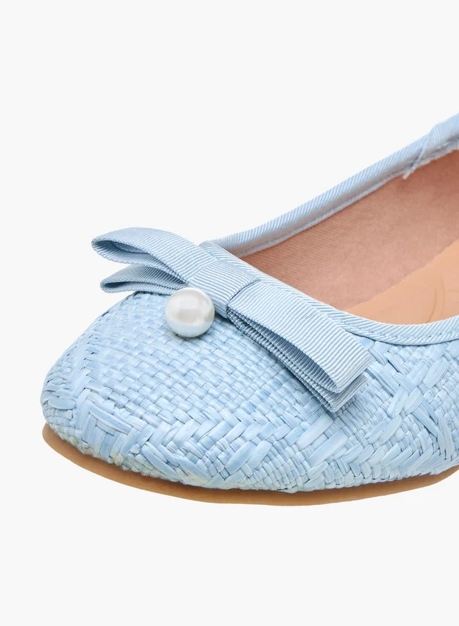 ليتل ميسي Bow Applique Slip-On Ballerina Shoes