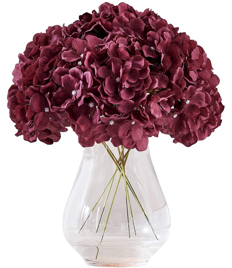 KISLOHUM KISLOHUM Cinnamon Rose Artificial Hydrangea Flower Heads Hydrangea Silk Flowers with Stems for Wedding Centerpieces Bouquets DIY Floral Decor Home Decoration Pack of 10pcs - Image 1