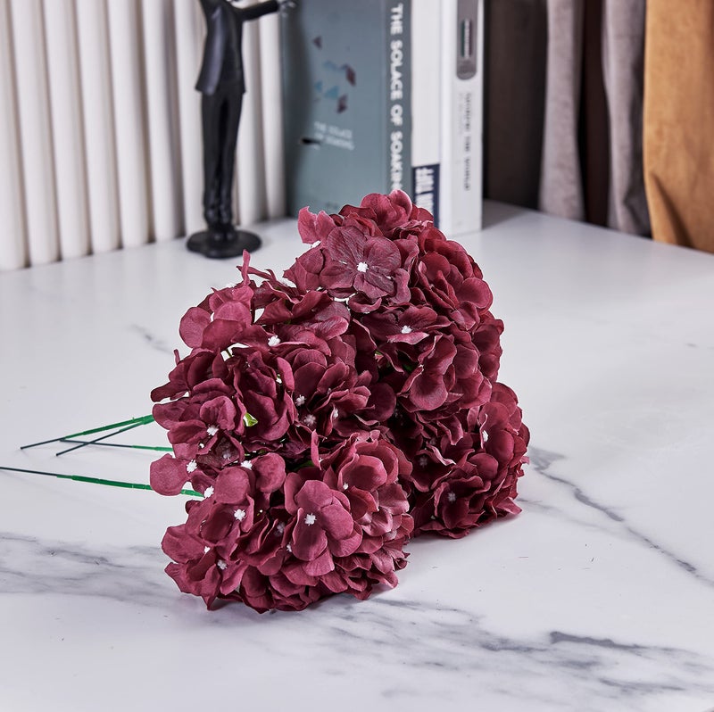 KISLOHUM KISLOHUM Cinnamon Rose Artificial Hydrangea Flower Heads Hydrangea Silk Flowers with Stems for Wedding Centerpieces Bouquets DIY Floral Decor Home Decoration Pack of 10pcs - Image 3