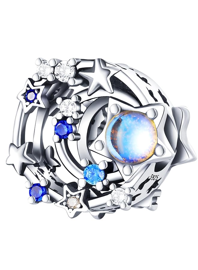 erorex 925 Sterling Silver Charms Beads For Bracelets Necklaces Boho Dream Catcher Star Moon Shell Cat Butterfly Heart Airplane Pendant Blue Purple Colorful Jewelry Birthday Gift For Women Men - Image 1