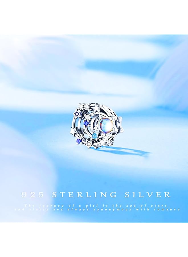 erorex 925 Sterling Silver Charms Beads For Bracelets Necklaces Boho Dream Catcher Star Moon Shell Cat Butterfly Heart Airplane Pendant Blue Purple Colorful Jewelry Birthday Gift For Women Men - Image 3