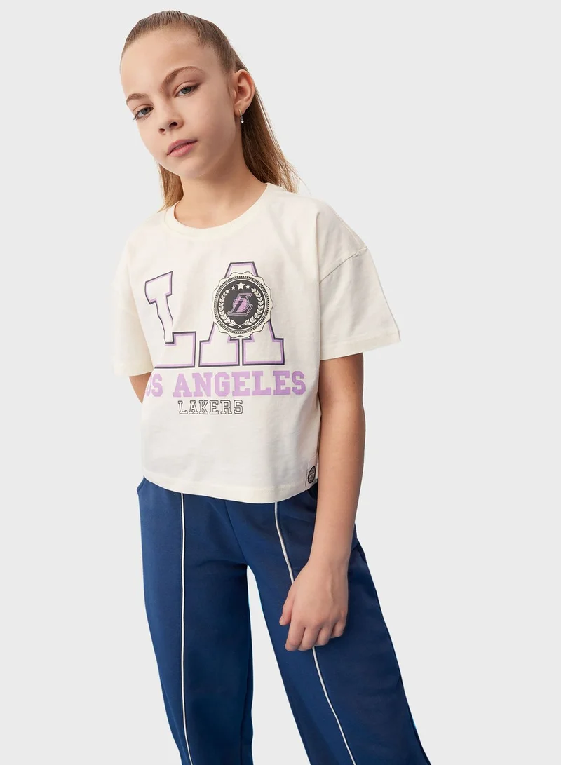 DeFacto Crop Nba Los Angeles Lakers Licensed Short Sleeve
