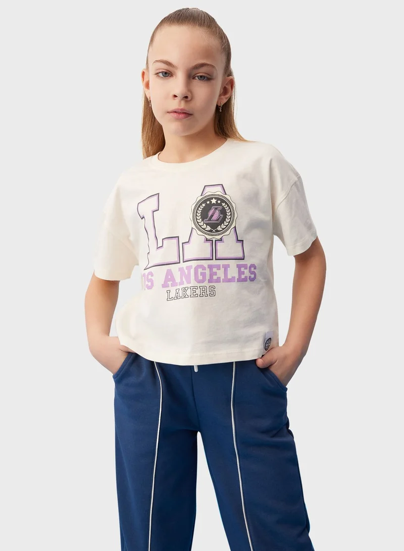 DeFacto Crop Nba Los Angeles Lakers Licensed Short Sleeve