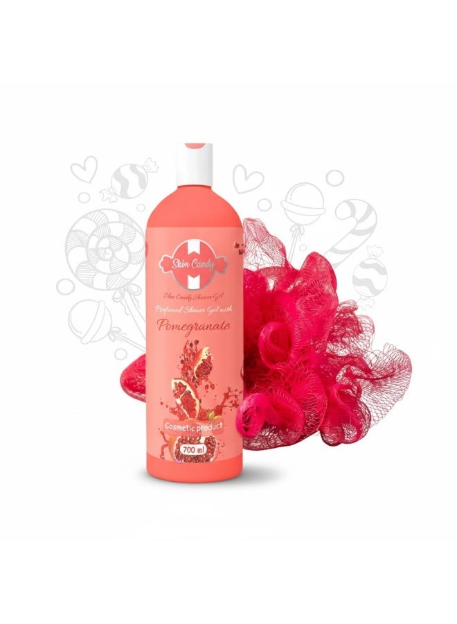 شاور جيل Skin Candy برائحة الرمان  ترطيب عميق ولمسة مخملية للجسم | غني بزيت اللوز والعسل والأفوكادو – 700 مل - Image 1