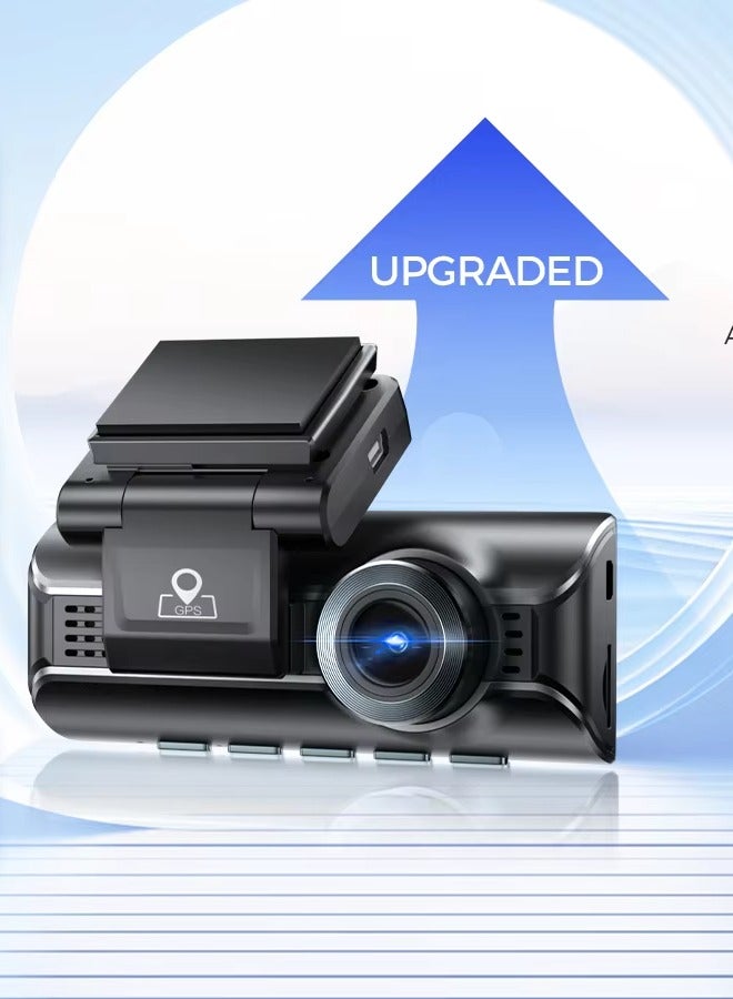 أزدوم كاميرا 4K Dashcam ثلاثية القنوات أمامية وخلفية ومقصورة مدمجة بتقنية 5G WiFi ونظام تحديد المواقع العالمي (GPS) والتحكم الصوتي مع الرؤية الليلية - Image 4