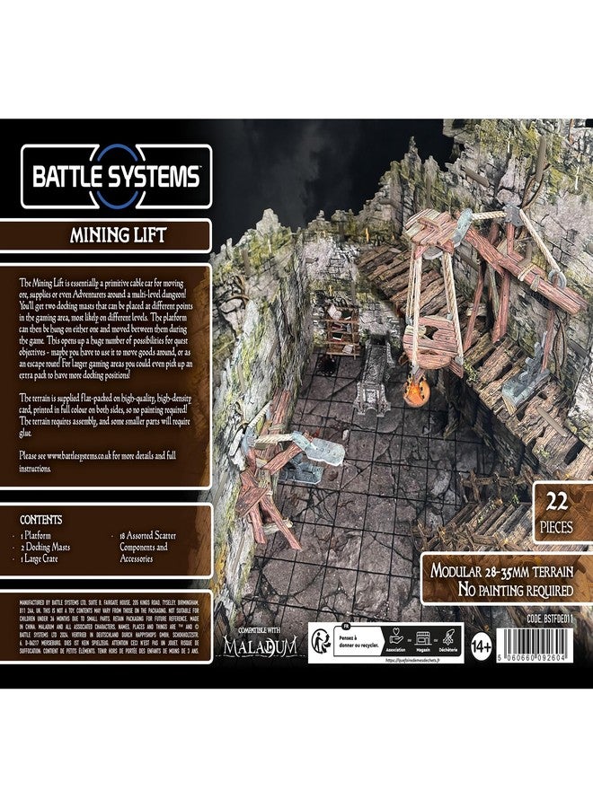 Battle Systems رافعة تعدين تضاريس الأبراج المحصنة الخيالية - تضاريس أنظمة المعارك، مناظر طبيعية غامرة لألعاب تقمص الأدوار D&D وDND وMaladum وPathfinder، ورق مقوى متين مطبوع على الوجهين، ألوان كاملة - Image 1