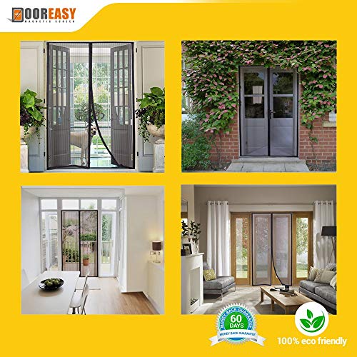 DOOREASY Magnetic Screen Wide Range Sizes Screen Door, Full Frame Loop Sewn Polyester Mesh, Add-on Magnets and Weight Bars(Fits Doors up to 30"x79") - Image 3
