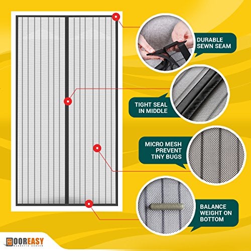 DOOREASY Magnetic Screen Wide Range Sizes Screen Door, Full Frame Loop Sewn Polyester Mesh, Add-on Magnets and Weight Bars(Fits Doors up to 30"x79") - Image 5