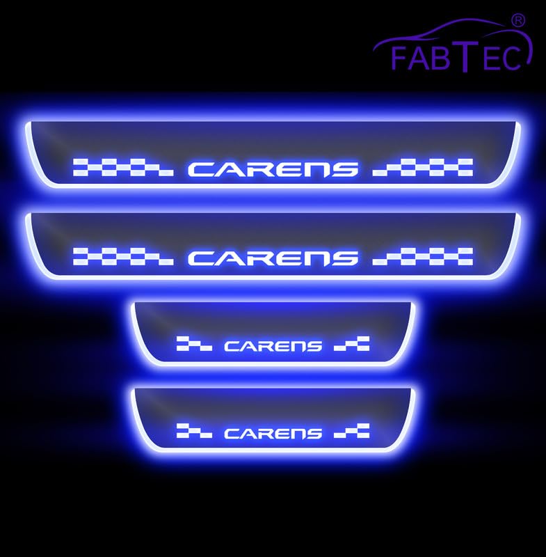 FABTEC لوحة سيل باب السيارة مع لمسة مرآة LED متوافقة مع كيا كارينز مجموعة من 4 قطع، زرقاء (ضمان 6 أشهر) - Image 2