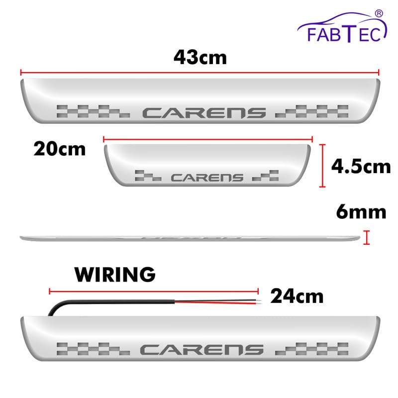 FABTEC لوحة سيل باب السيارة مع لمسة مرآة LED متوافقة مع كيا كارينز مجموعة من 4 قطع، زرقاء (ضمان 6 أشهر) - Image 5