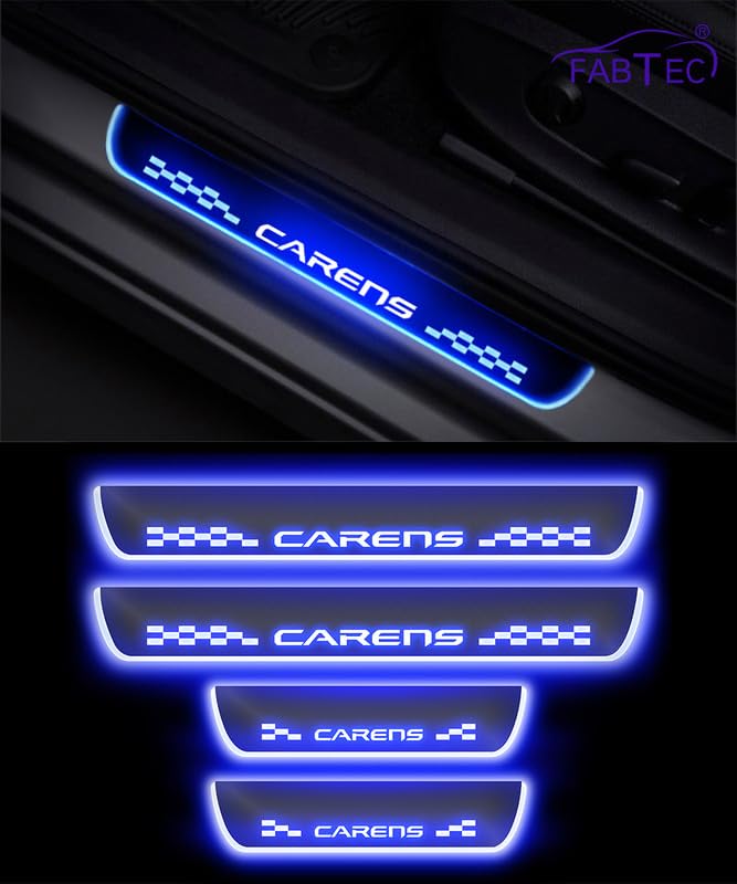 FABTEC لوحة سيل باب السيارة مع لمسة مرآة LED متوافقة مع كيا كارينز مجموعة من 4 قطع، زرقاء (ضمان 6 أشهر) - Image 3