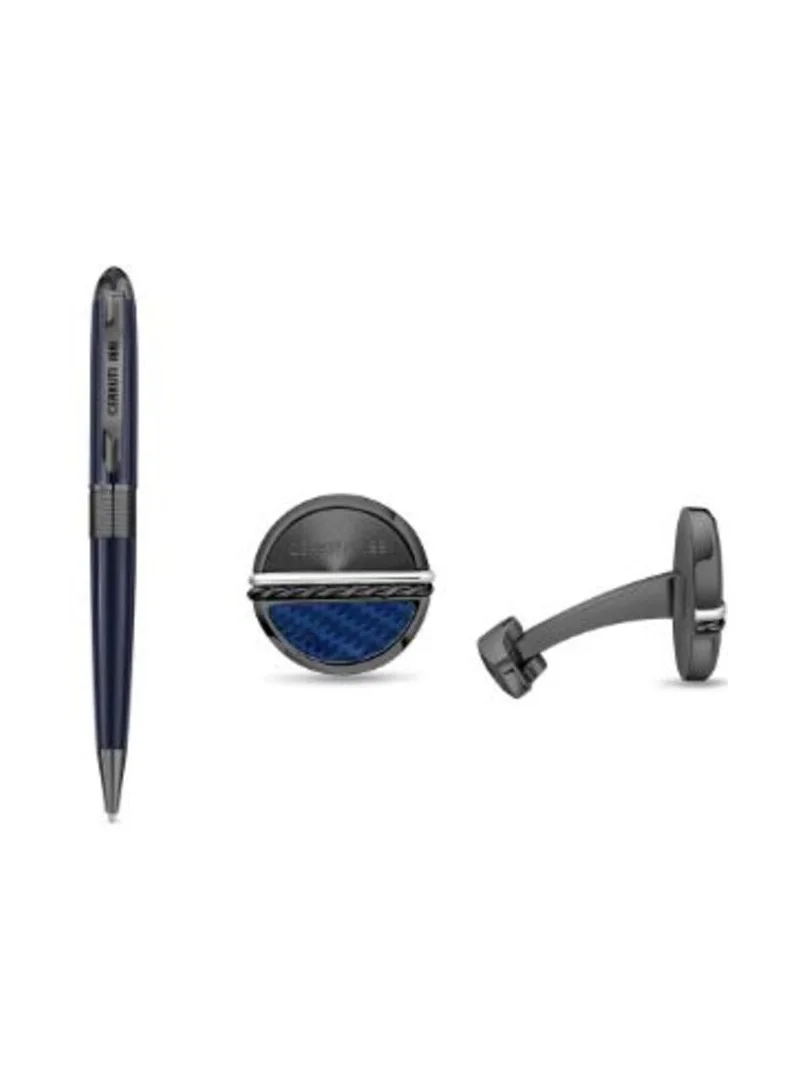 شيروتي 1881 Empire Silver Black Stainless Steel Pen Cufflinks Gift Set