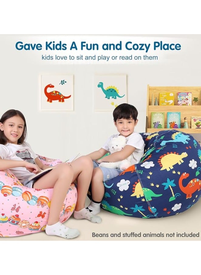 Hihonor Stuffed Animal Storage Bean Bag Chair Cover for Kids, Dinosaur Zipper Beanbag Chair Cover for Organizing Toddler and Kids' Rooms Plush Toys (Dinosaur, Large) - Image 4